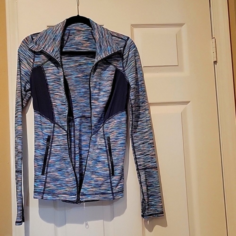 Zella Multicolor Full-Zip Athletic Jacket with Mesh Details (Size S)